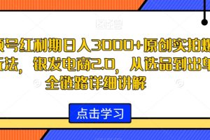 【2024.01.23】视频号红利期日入3000+原创实拍爆款玩法，银发电商2.0，从选品到出单全链路详细讲解百度网盘免费下载-芽米宝库
