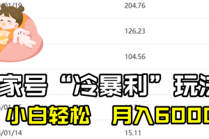 【2024.01.21】百家最新“冷暴利”玩法，单号轻松月入6000+，可多号矩阵操作百度网盘免费下载-芽米宝库