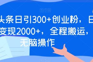 【2024.01.21】今日头条日引300+创业粉，日稳定变现2000+，全程搬运，无脑操作百度网盘免费下载-芽米宝库