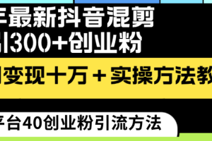 【2024.01.21】24年最新抖音混剪日引300+创业粉“割韭菜”单月变现十万+实操教程！百度网盘免费下载-芽米宝库