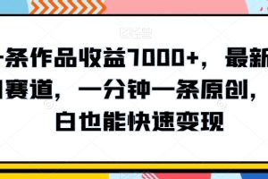 【2024.01.20】一条作品收益7000+，最新冷门赛道，一分钟一条原创，小白也能快速变现百度网盘免费下载-芽米宝库