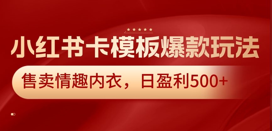 图片[1]-【2024.01.20】小红书卡模板爆款玩法，售卖情趣内衣，日盈利500+百度网盘免费下载-芽米宝库