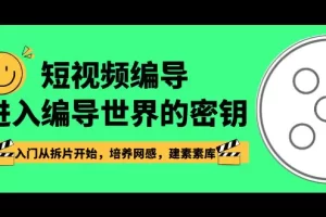 【2024.01.19】短视频-编导进入编导世界的密钥，入门从拆片开始，培养网感，建素素库百度网盘免费下载-芽米宝库