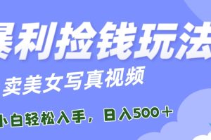 【2024.01.18】暴利捡钱玩法，卖美女写真视频，100%原创视频，小白轻松上手，单日收益500+百度网盘免费下载-芽米宝库
