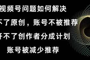 【2024.01.17】视频号【开不了原创和创作者分成计划 账号被减少推荐 账号不被推荐】如何解决百度网盘免费下载-芽米宝库