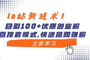 【2024.01.16】【B站新技术】日引100+优质创业粉，直接套模式，快速搞网赚粉百度网盘免费下载-芽米宝库