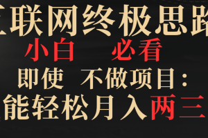 【2024.01.16】互联网终极思路，小白必看，即使不做项目也能轻松月入两三万，拒绝韭菜，逆风翻盘百度网盘免费下载-芽米宝库