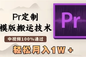 【2024.01.16】最新Pr定制模版搬运技术，中视频100%通过，几分钟一条视频，轻松月入1W＋百度网盘免费下载-芽米宝库