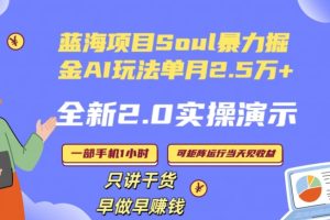 【2024.01.15】Soul怎么做到单月变现25000+，全新2.0AI掘金玩法，全程实操演示，小白好上手百度网盘免费下载-芽米宝库