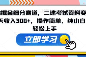 【2024.01.14】B站掘金细分赛道，二建考试资料变现，一天收入300+，操作简单，纯小白也能轻松上手百度网盘免费下载-芽米宝库