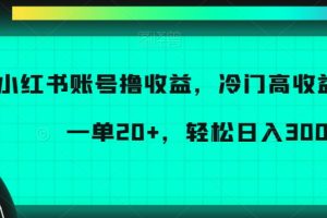 【2024.01.13】小红书账号撸收益，冷门高收益项目，一单20+，轻松日入300+百度网盘免费下载-芽米宝库