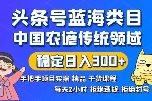 【2024.01.13】头条号蓝海类目，传统和农谚领域实操精品课程，拒绝违规封号，稳定日入300+百度网盘免费下载-芽米宝库