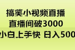 【2024.01.12】快手直播搞笑小视频解说，适合批量矩阵，日入300-500+百度网盘免费下载-芽米宝库
