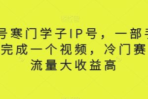 【2024.01.12】视频号寒门学子IP号，一部手机5分钟完成一个视频，冷门赛道，流量大收益高百度网盘免费下载-芽米宝库