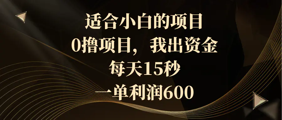 图片[1]-【2024.01.12】适合小白的项目，0撸项目，我出资金，每天15秒，一单利润600百度网盘免费下载-芽米宝库