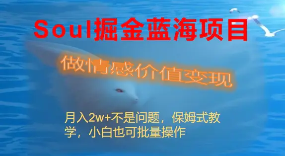 图片[1]-【2024.01.09】Soul掘金蓝海项目细分赛道，做情感价值变现，月入2w+不是问题百度网盘免费下载-芽米宝库