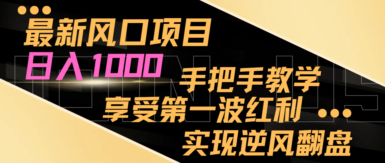 图片[1]-【2024.01.09】最新风口项目，日入过千，抓住当下风口，享受第一波红利，实现逆风翻盘百度网盘免费下载-芽米宝库