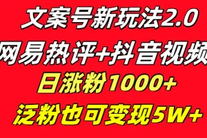 【2024.01.06】文案号新玩法 网易热评+抖音文案 一天涨粉1000+ 多种变现模式 泛粉也可变现百度网盘免费下载-芽米宝库