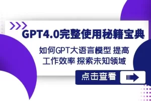【2024.01.06】GPT4.0完整使用-秘籍宝典：如何GPT大语言模型 提高工作效率 探索未知领域百度网盘免费下载-芽米宝库