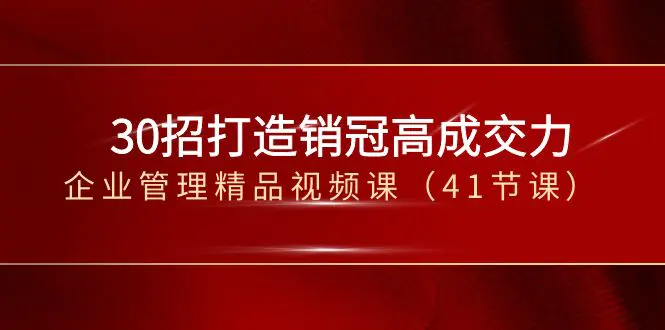 图片[1]-【2024.01.06】30招-打造销冠高成交力-企业管理精品视频课（41节课）百度网盘免费下载-芽米宝库