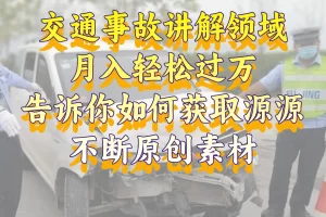【2024.01.04】交通事故讲解领域，月入轻松过万，告诉你如何获取源源不断原创素材，视频号中视频收益高百度网盘免费下载-芽米宝库