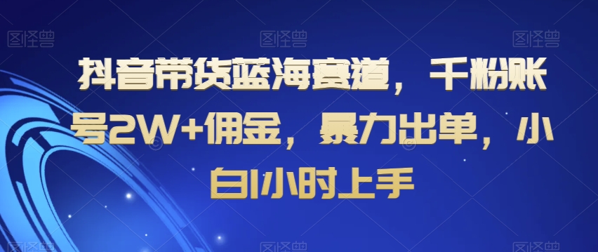图片[1]-【2024.01.04】抖音带货蓝海赛道，千粉账号2W+佣金，暴力出单，小白1小时上手百度网盘免费下载-芽米宝库
