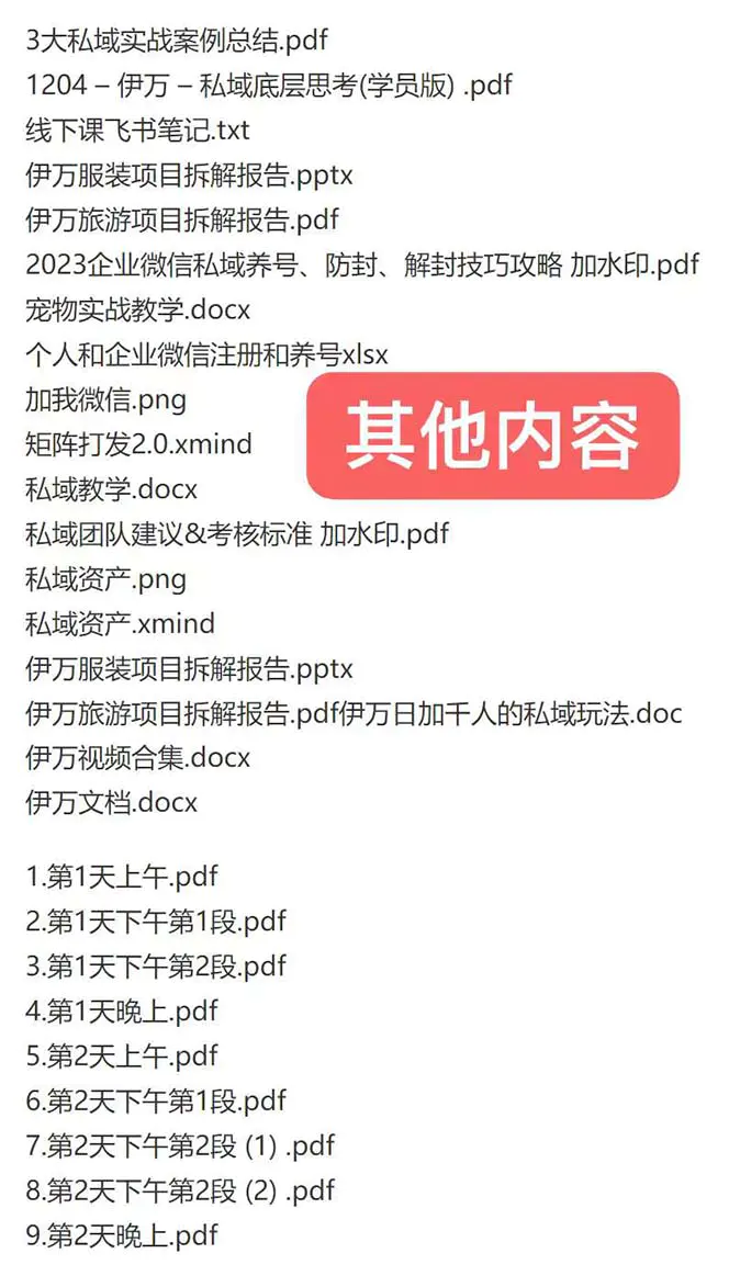 图片[2]-【2024.01.04】私域收费课程笔记：线下课录音+飞书笔记和文档PPt，私域必看！百度网盘免费下载-芽米宝库