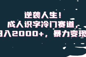 【2024.01.03】逆袭人生！成人识字冷门赛道，日入2000+，暴力变现！百度网盘免费下载-芽米宝库