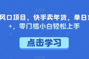 【2024.01.01】年底风口项目，快手卖年货，单日1000+，零门槛小白轻松上手百度网盘免费下载-芽米宝库