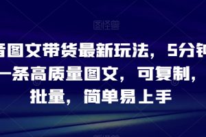 【2023.12.31】抖音图文带货最新玩法，5分钟产出一条高质量图文，可复制，可批量，简单易上手百度网盘免费下载-芽米宝库