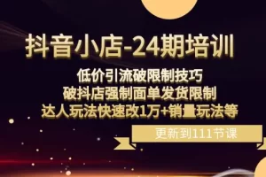 【2023.12.29】抖音小店-24期：低价引流破限制技巧，破抖店强制面单发货限制，达人玩法快速改1万+销量玩法等百度网盘免费下载-芽米宝库
