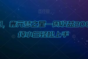 【2023.12.31】新风口，靠元梦之星一周收益20000，纯小白轻松上手百度网盘免费下载-芽米宝库