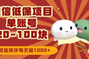 【2023.12.28】微信领低保单账号20元-100元，批量操作每天破1000+百度网盘免费下载-芽米宝库