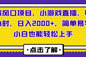 【2023.12.24】年底风口项目，小游戏直播，每天两小时，日入2000+，简单易学，小白也能轻松上手百度网盘免费下载-芽米宝库