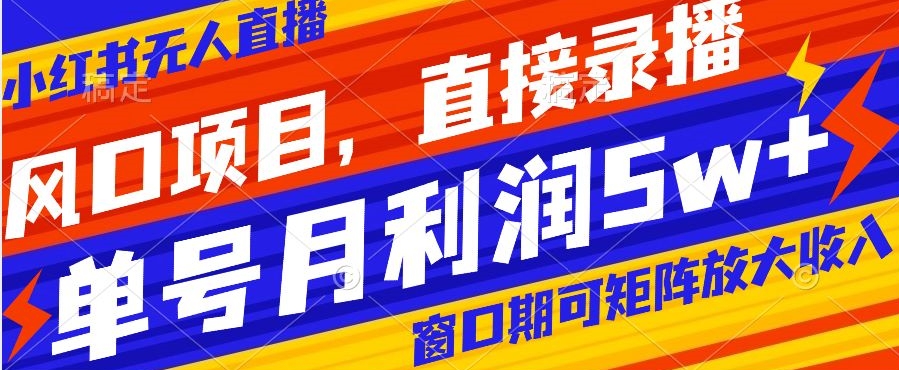 图片[1]-【2023.12.23】风口项目，小红书无人直播带货，直接录播，可矩阵，月入5w+百度网盘免费下载-芽米宝库