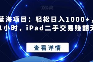 【2023.12.23】闲鱼蓝海项目：轻松日入1000+，每天1小时，iPad二手交易赚翻天百度网盘免费下载-芽米宝库