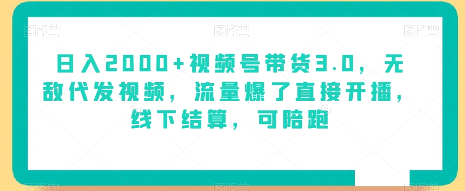 图片[1]-【2023.12.22】日入2000+视频号带货3.0，无敌代发视频，流量爆了直接开播，线下结算，可陪跑百度网盘免费下载-芽米宝库