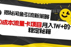 【2023.12.20】揭秘闲鱼引流新策略：0成本流量卡项目，月入1W+的长期稳定秘籍百度网盘免费下载-芽米宝库