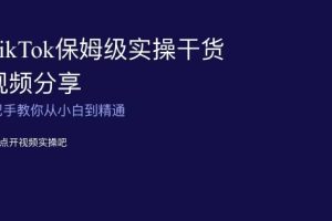 【2023.12.20】TikTok保姆级实操干货视频分享，手把手教你从小白到精通百度网盘免费下载-芽米宝库