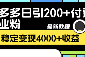 【2023.12.18】拼多多日引200+付费创业粉，日稳定变现4000+收益最新教程百度网盘免费下载-芽米宝库