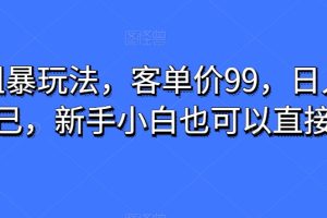 【2023.12.17】男粉粗暴玩法，客单价99，日入多少靠自己，新手小白也可以直接上手百度网盘免费下载-芽米宝库