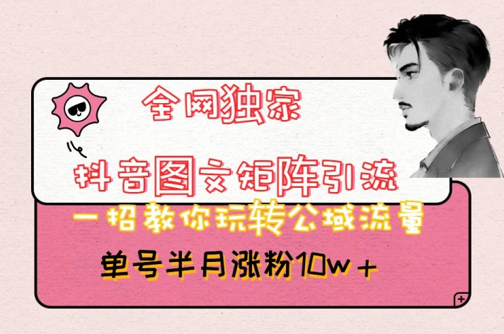 图片[1]-【2023.12.16】全网独家抖音图文矩阵引流，一招教你玩转公域流量，单号半月涨粉10w+百度网盘免费下载-芽米宝库