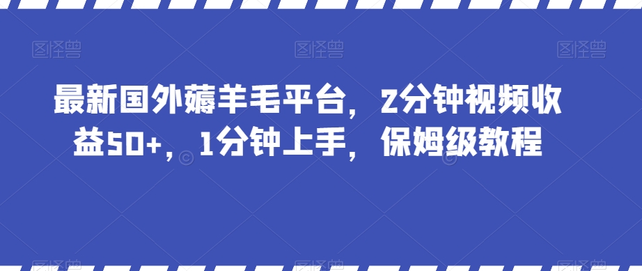 图片[1]-【2023.12.14】最新国外薅羊毛平台，2分钟视频收益50+，1分钟上手，保姆级教程百度网盘免费下载-芽米宝库