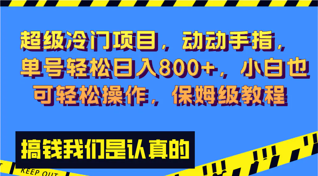 图片[1]-【2023.12.12】超级冷门项目,动动手指，单号轻松日入800+，小白也可轻松操作，保姆级教程百度网盘免费下载-芽米宝库