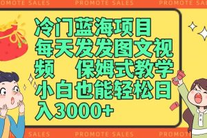 【2023.12.12】冷门蓝海项目，每天发发图文视频，保姆式教学，小白也能轻松日入3000+百度网盘免费下载-芽米宝库