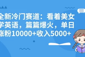 【2023.12.11】全新冷门赛道：看着美女学英语，篇篇爆火，单日涨粉10000+收入5000+百度网盘免费下载-芽米宝库