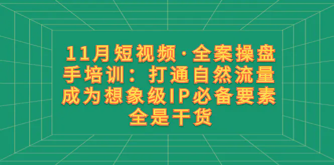 图片[1]-【2023.12.10】11月短视频·全案操盘手培训：打通自然流量 成为想象级IP必备要素 全是干货百度网盘免费下载-芽米宝库