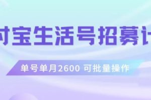 【2023.12.05】支付宝生活号作者招募计划，单号单月2600，可批量去做，工作室一人一个月轻松1w+百度网盘免费下载-芽米宝库