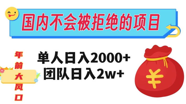 图片[1]-【2023.12.05】在国内不怕被拒绝的项目，单人日入2000，团队日入20000+百度网盘免费下载-芽米宝库