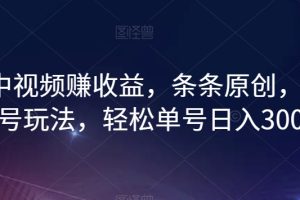 【2023.12.04】最新中视频赚收益，条条原创，暴力起号玩法，轻松单号日入300+百度网盘免费下载-芽米宝库